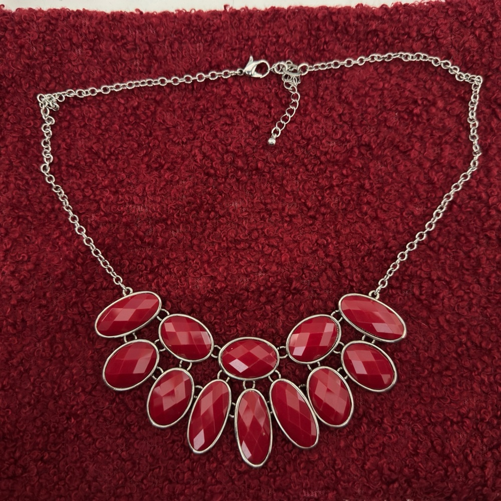 Elegant Red and Silver Necklace